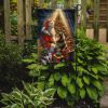Finnish Spitz and Santa Claus Garden Flag Mailbox Flag Decorative Yard Flag Banner Outside Patio Artwork Yard Flower Beds, Garden Size, Multicolor